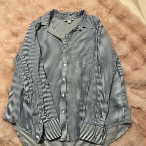 Old Navy Blue Striped Women's Button Down Shirt